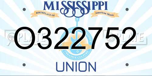 O322752 Mississippi License Plate