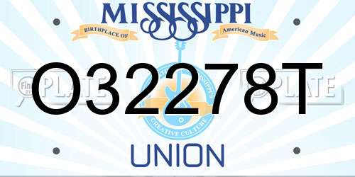 O32278T Mississippi License Plate