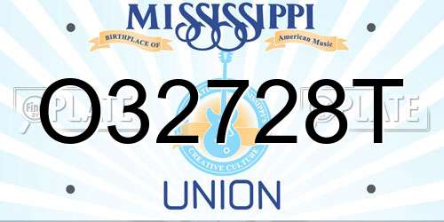 O32728T Mississippi License Plate