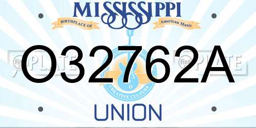 O32762A Mississippi License Plate