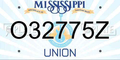 O32775Z Mississippi License Plate