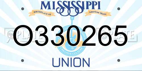 O330265 Mississippi License Plate