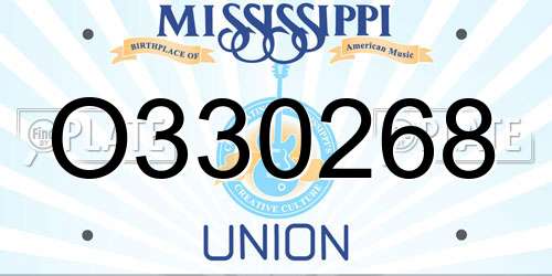 O330268 Mississippi License Plate