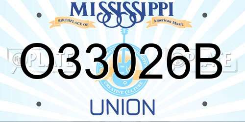 O33026B Mississippi License Plate