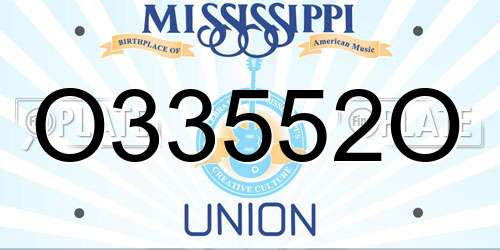 O33552O Mississippi License Plate