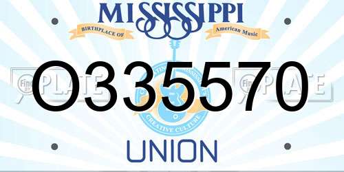 O335570 Mississippi License Plate