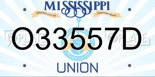 O33557D Mississippi License Plate
