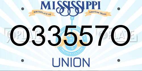 O33557O Mississippi License Plate