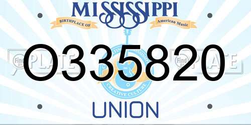 O335820 Mississippi License Plate