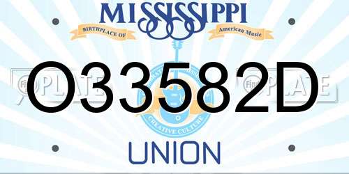 O33582D Mississippi License Plate