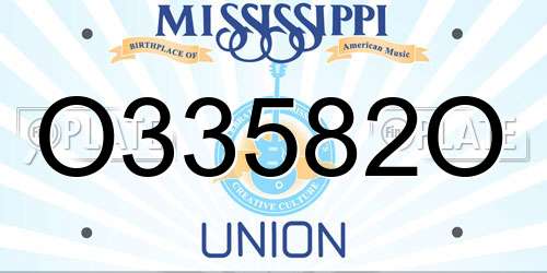 O33582O Mississippi License Plate