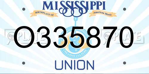 O335870 Mississippi License Plate