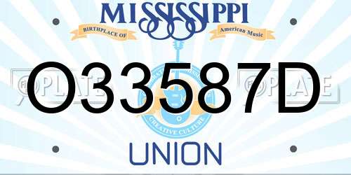 O33587D Mississippi License Plate