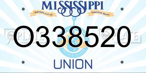 O338520 Mississippi License Plate
