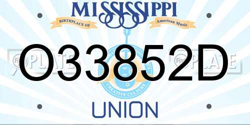 O33852D Mississippi License Plate