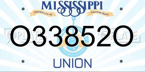 O33852O Mississippi License Plate