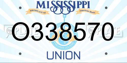 O338570 Mississippi License Plate