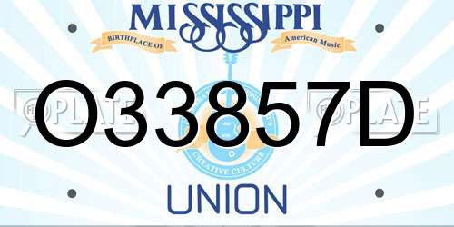 O33857D Mississippi License Plate