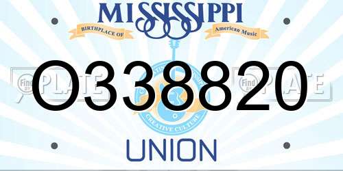 O338820 Mississippi License Plate