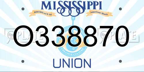 O338870 Mississippi License Plate