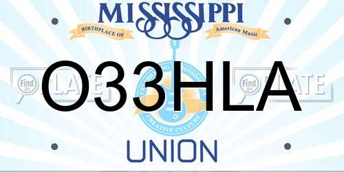 O33HLA Mississippi License Plate