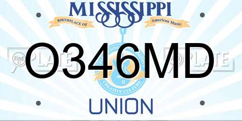 O346MD Mississippi License Plate