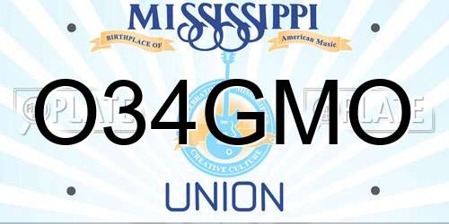 O34GMO Mississippi License Plate