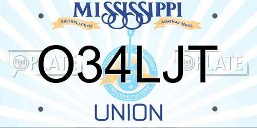 O34LJT Mississippi License Plate