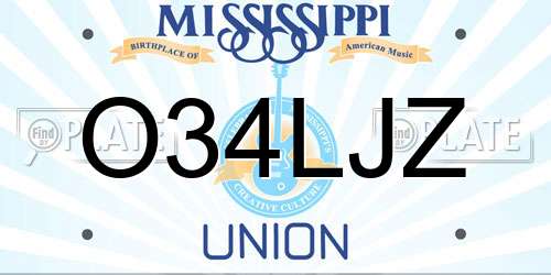 O34LJZ Mississippi License Plate