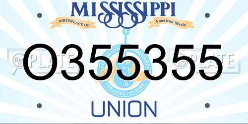 O355355 Mississippi License Plate