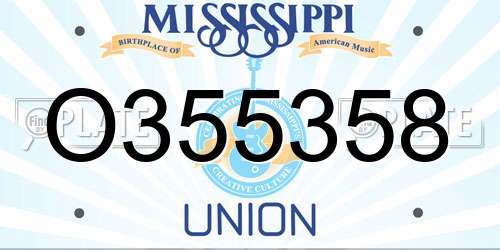 O355358 Mississippi License Plate