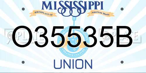O35535B Mississippi License Plate