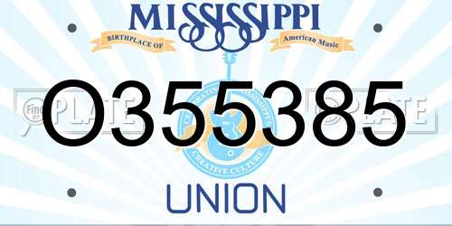 O355385 Mississippi License Plate