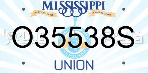 O35538S Mississippi License Plate