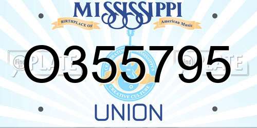 O355795 Mississippi License Plate