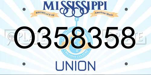 O358358 Mississippi License Plate