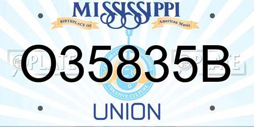 O35835B Mississippi License Plate