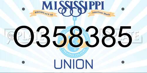 O358385 Mississippi License Plate