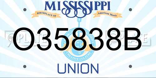 O35838B Mississippi License Plate
