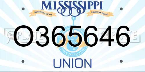 O365646 Mississippi License Plate