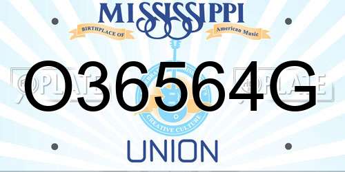 O36564G Mississippi License Plate