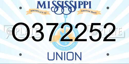 O372252 Mississippi License Plate