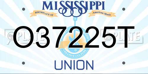 O37225T Mississippi License Plate