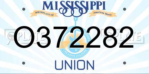 O372282 Mississippi License Plate