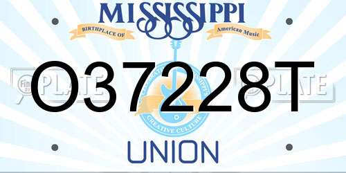 O37228T Mississippi License Plate