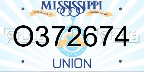O372674 Mississippi License Plate