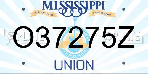 O37275Z Mississippi License Plate