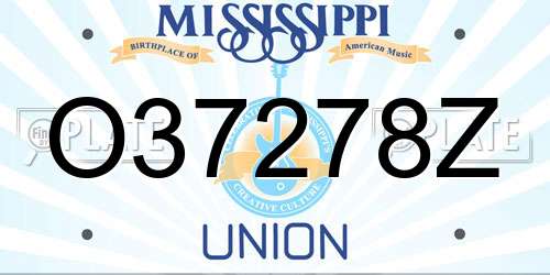 O37278Z Mississippi License Plate