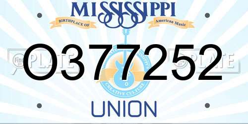 O377252 Mississippi License Plate