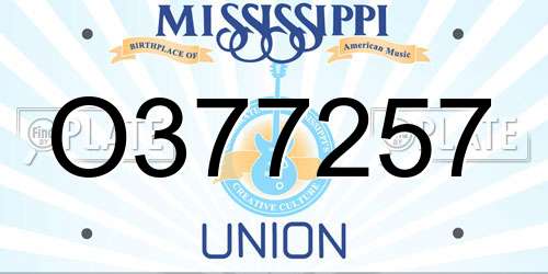 O377257 Mississippi License Plate